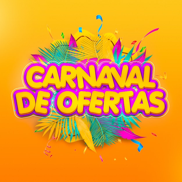 Selo 3d para composição carnaval de ofertas psd editável