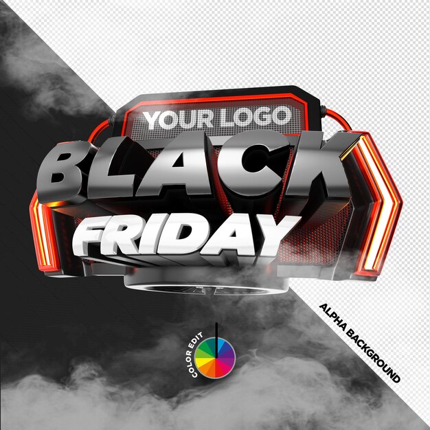 Selo 3d para vendas de produtos de composição de black friday