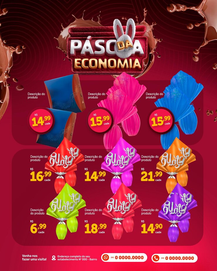 PSD selo 3d pascoa com economia promotion d'événement pour les offres de pâques poste en brésilien portugais