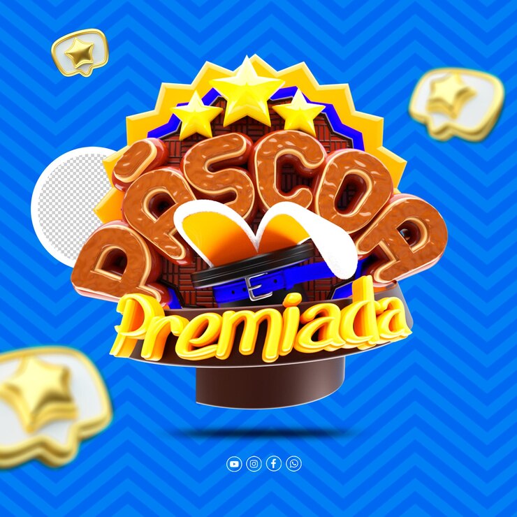 PSD selo 3d pascoa premiada buenas pascuas