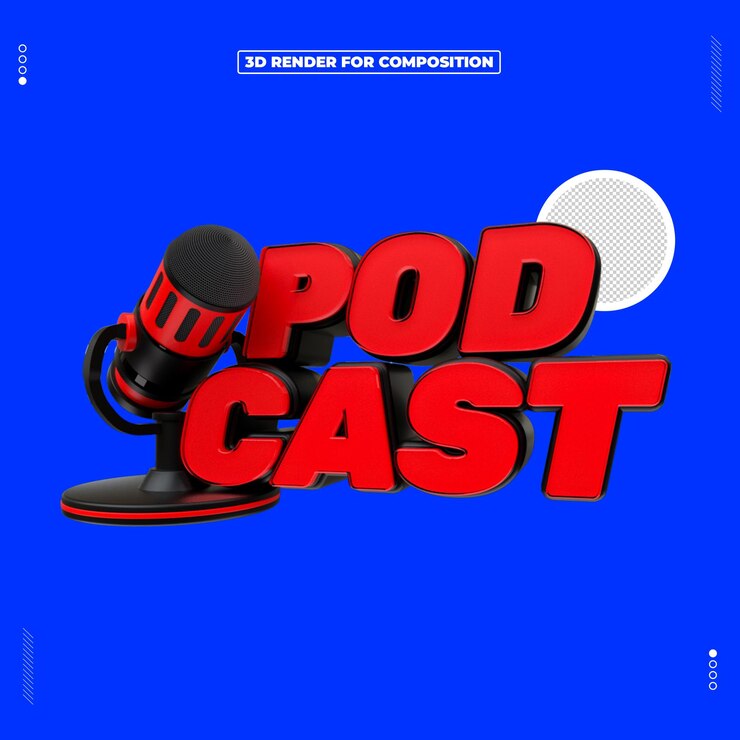 PSD selo 3d podcast logo de las redes sociales