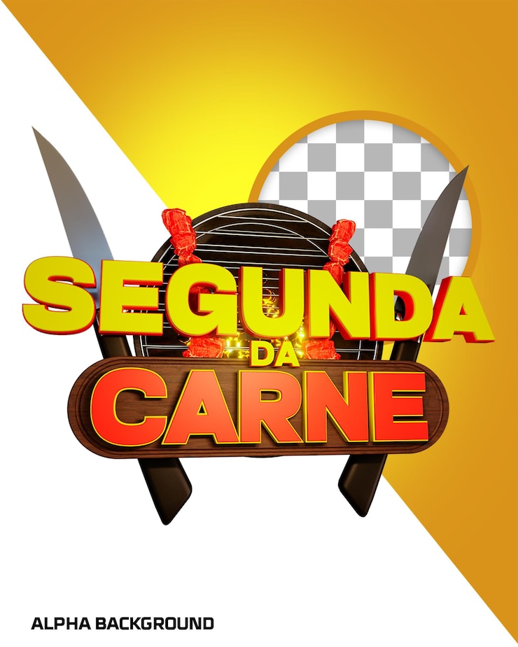 PSD selo 3d promo de carne