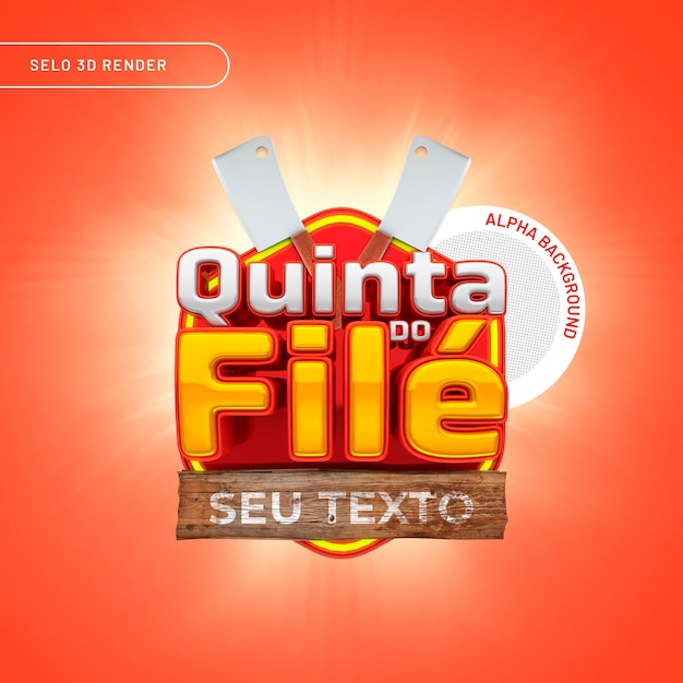 selo 3d quinta do file com texto editvel