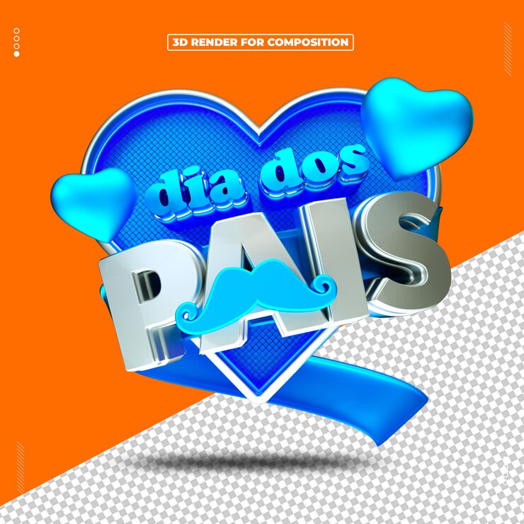 PSD selo 3d renderizado dia dos pais