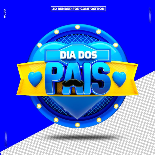 selo 3d renderizado dia dos pais