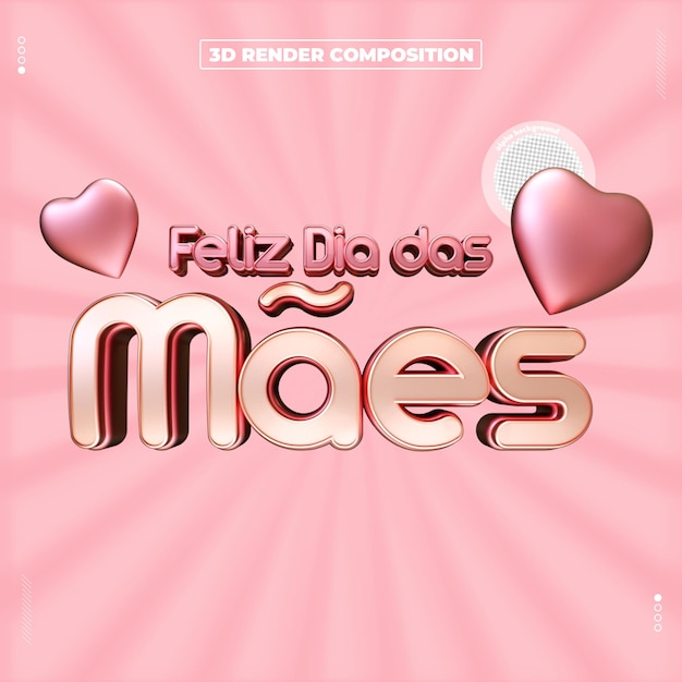 selo 3d renderizado feliz dia das mães