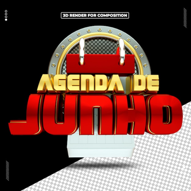 selo 3d renderizado mês calendário ano