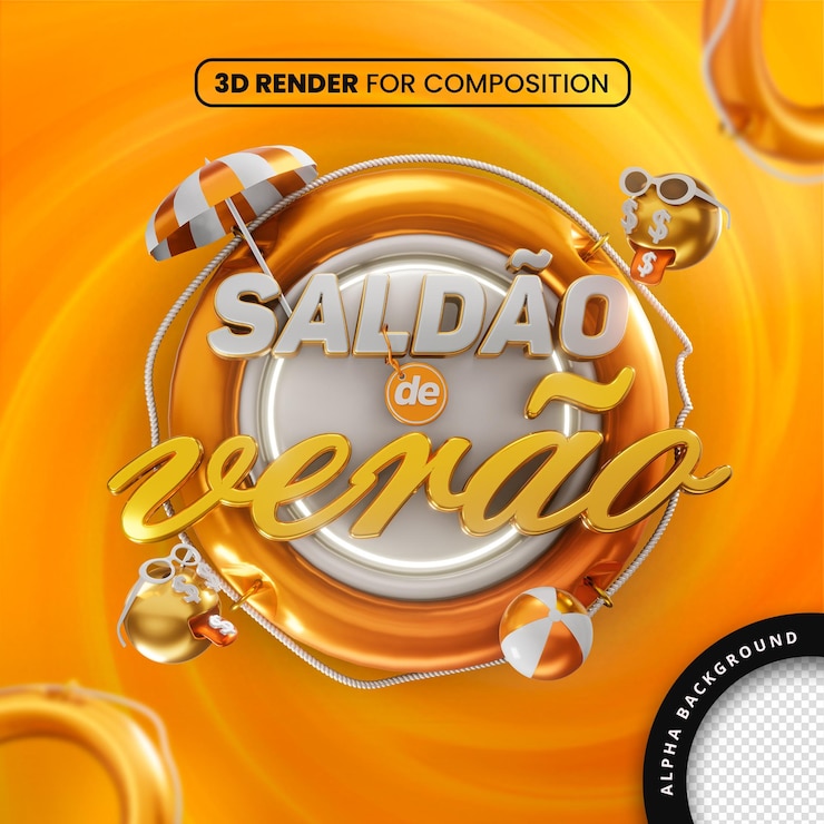 PSD selo 3d saldao de verao