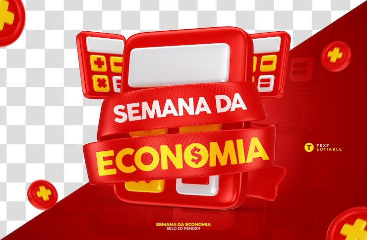 PSD selo 3d semana da economia in portoghese brasiliano