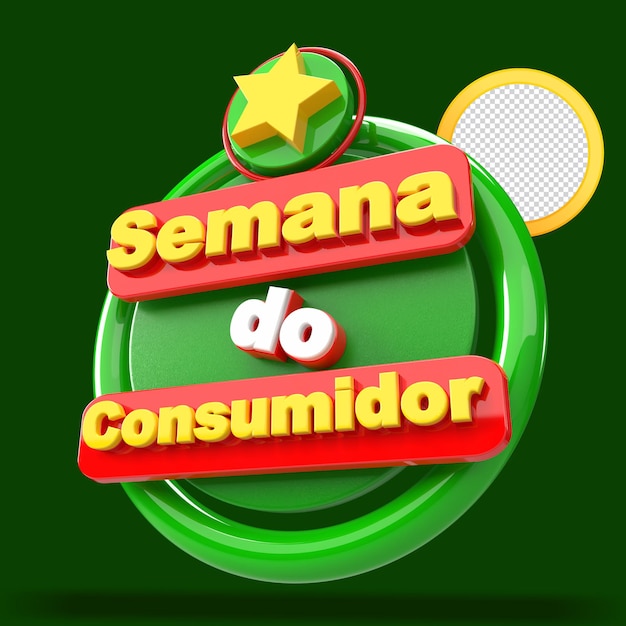 Selo 3D Semana do Consumidor verde amarelo e branco