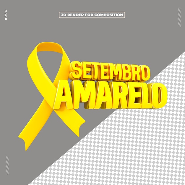Selo 3D Setembro Amarelo para Redes Sociais
