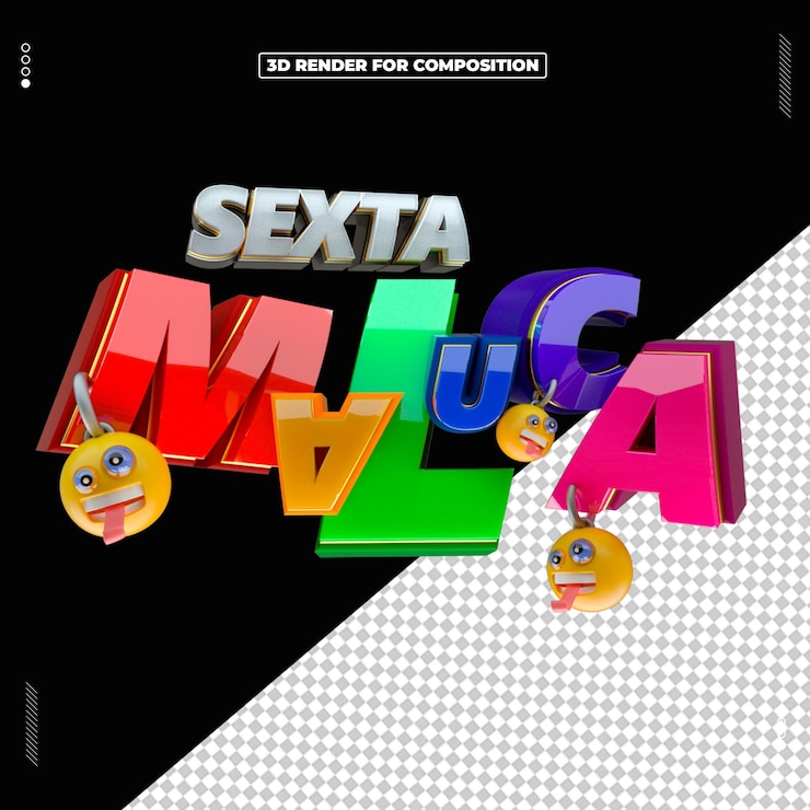 PSD selo 3d sexta maluca redes sociais (em inglês)