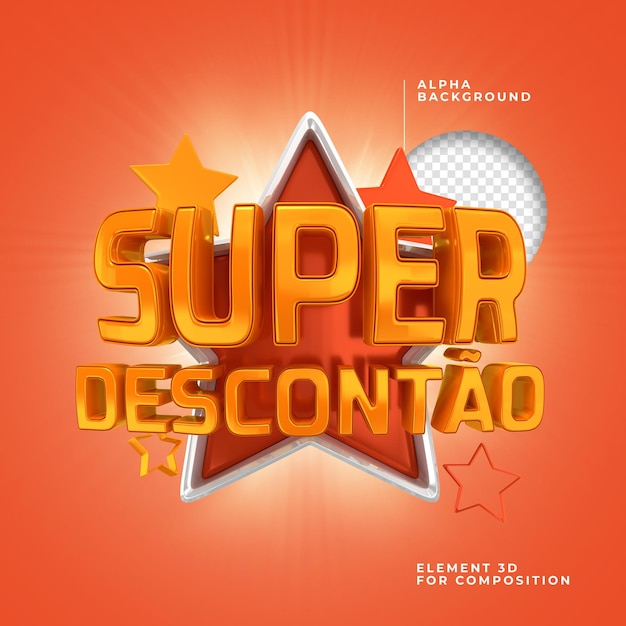 Selo 3d Super Descontao Brésil