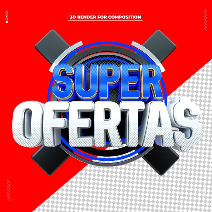 PSD selo 3d supermercado redes sociais super offertas
