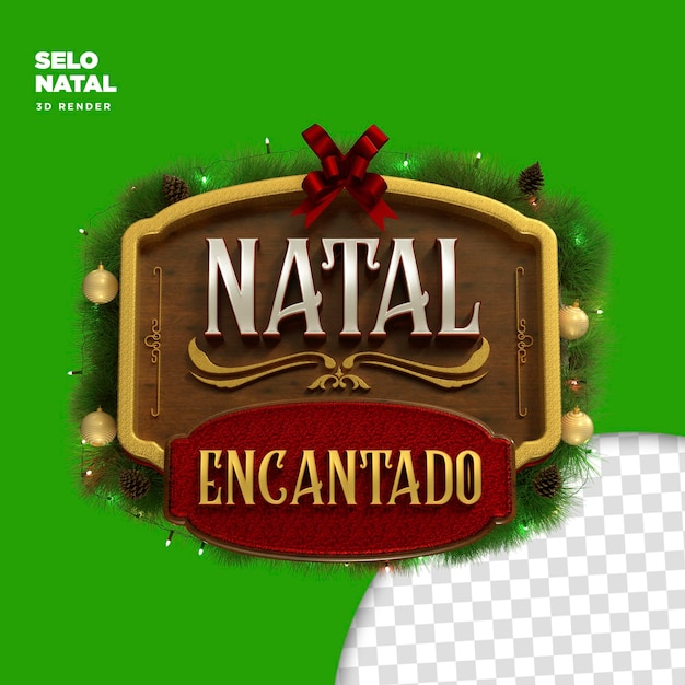 PSD selo de natal encantado em 3d