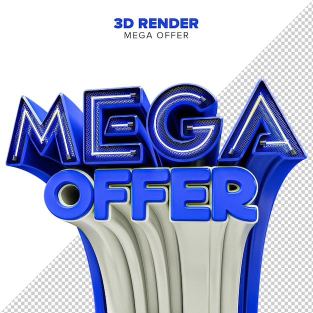 PSD selo de renderização 3d psd mega offer isolado em fundo transparente