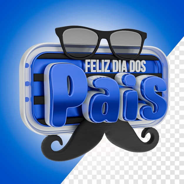 SELO DIA DOS PAIS Azul LADO (em inglês)
