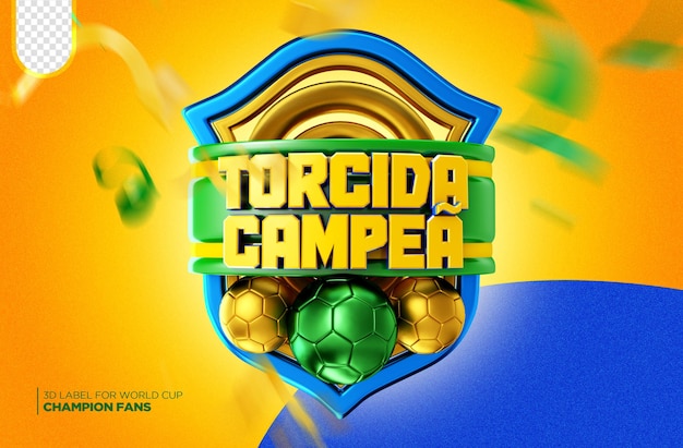 selo promocional de renderização 3d para campanhas da copa do mundo ofertas do brasil