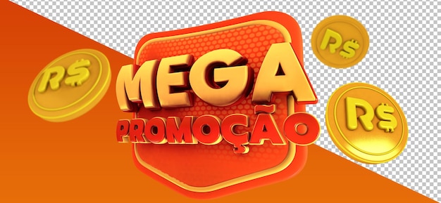 PSD selo promocional de supermercado de etiqueta 3d oferece logotipo de varejo