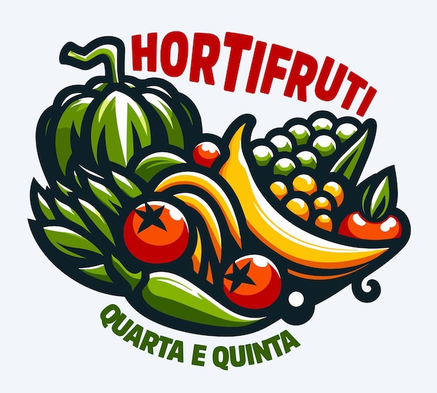Selo psd para arte de hortifruti e supermercado logotipo de estilo vetorial de hortifruti e supermercado com edição