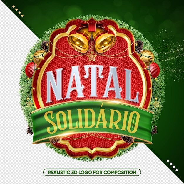 Selo realista 3d de natal solidário para composições