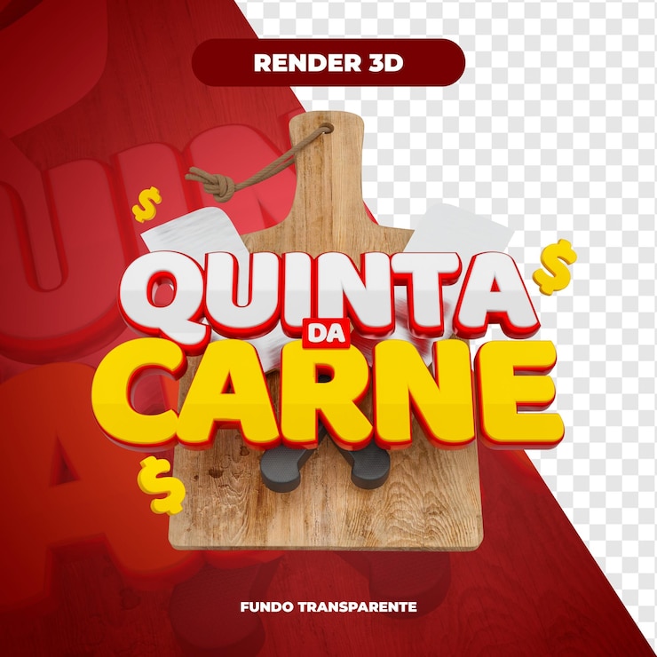 PSD selo render 3d quinta de la carne