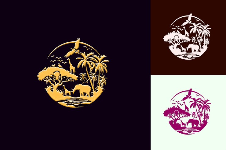 PSD la selva amazónica con el icono de la jungla, el bosque con el denso y salvaje diseño del icono cultural creativo de brasil