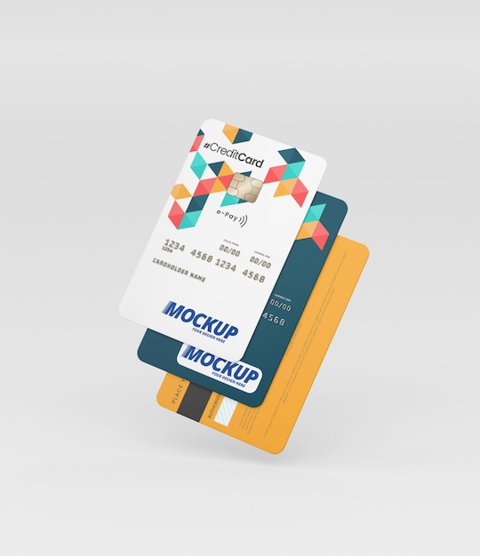 Sem maquete de design de cartão de crédito por gravidade