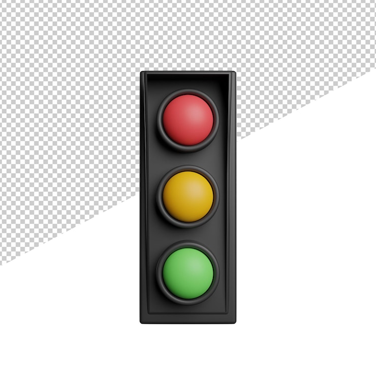PSD semáforo carretera vista frontal 3d renderizado ilustración icono fondo transparente