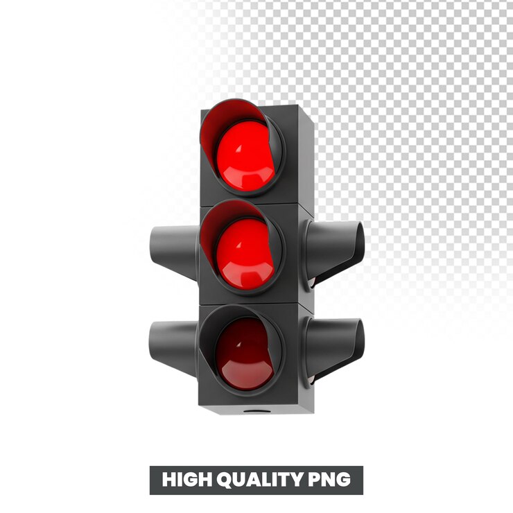 PSD semáforo renderizado en 3d sobre un fondo transparente