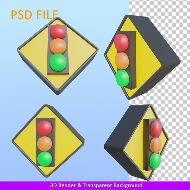 PSD semáforos de renderizado 3d