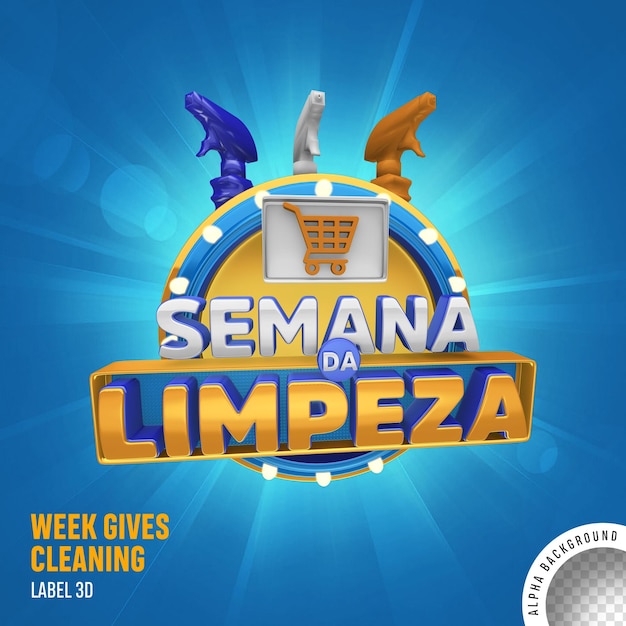 Semana da limpeza selo 3d Brasilien