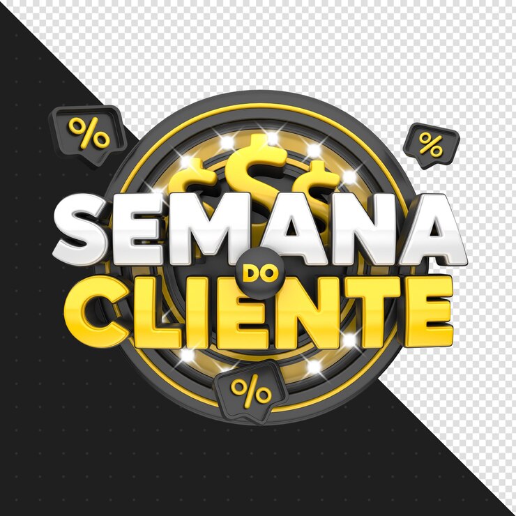 PSD semana de rótulo do cliente em português renderização 3d para campanha de marketing no brasil