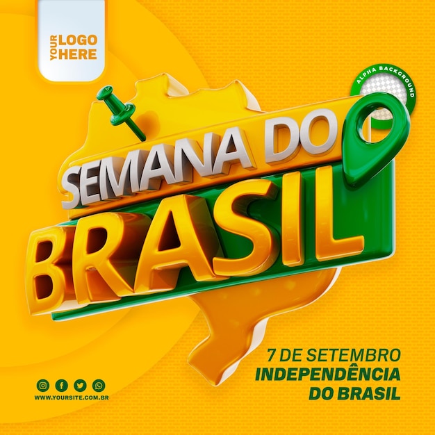 SEMANA DO BRASIL - BRASILE SETTIMANA LOGO 3D IN VENDITA
