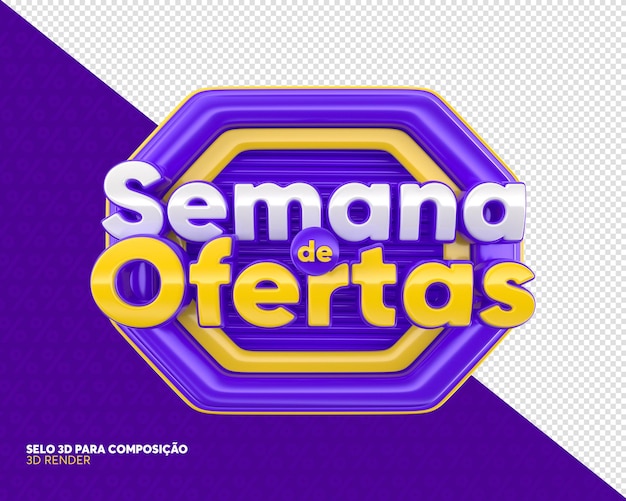 semana oferece banner para design de renderização 3d de campanha de marketing