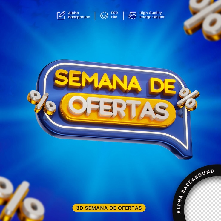 PSD semana de ofertas renderizado en 3d