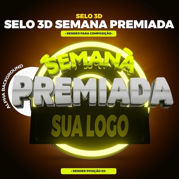 PSD semana premiada selo 3d para la composición del psd