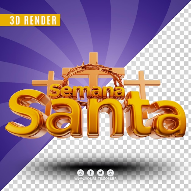 PSD semana santa brasil semana santa logotipo 3d para composição