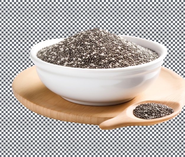 Sementes frescas de chia isoladas sobre um fundo transparente