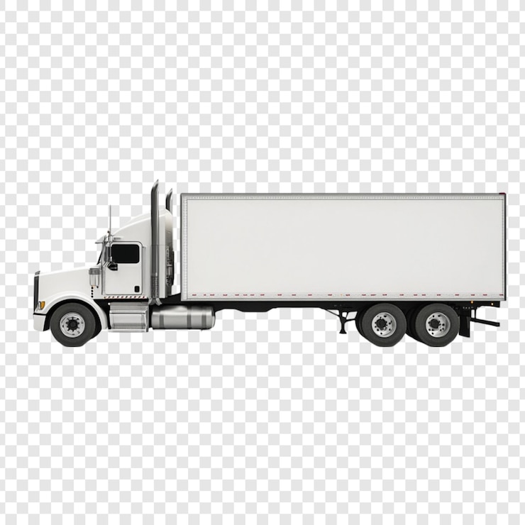 PSD semi-camion blanc avec remorque