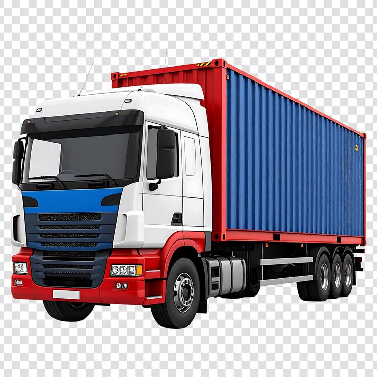 Semi-camione che trasporta un container marittimo