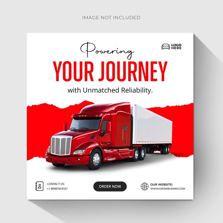 Semi Truck plantilla de banner cuadrado para las redes sociales