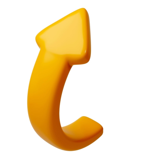 Semicírculo naranja 3d flechas hacia arriba signo de flecha o icono para botón web e interfaz