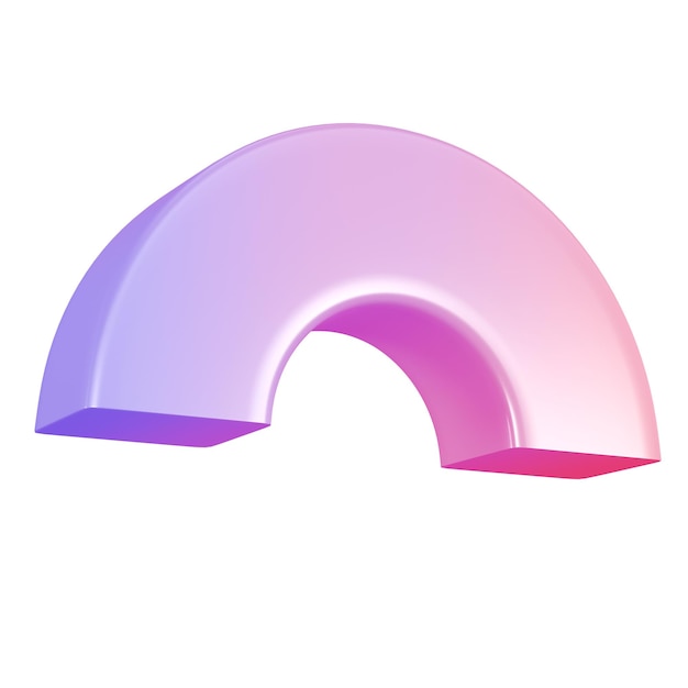 PSD semidonut de metal de forma geométrica 3d modelo de luxo gradiente rosa e lilás realista realista