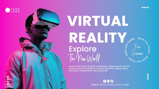 Seminário de evento de realidade virtual promoção de mídias sociais design modelo psd