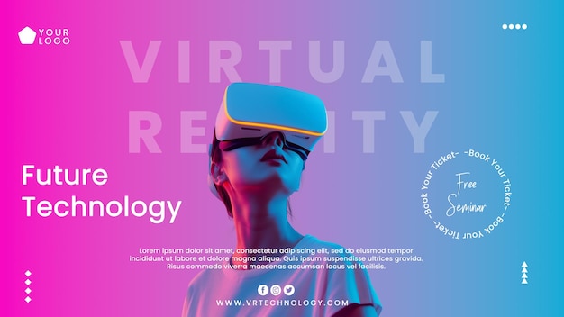 Seminário de tecnologia de realidade virtual promoção de mídias sociais design modelo psd
