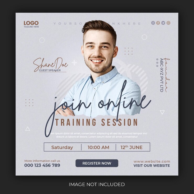 PSD seminário on-line ao vivo de marketing digital e modelo de postagem em mídia social corporativa