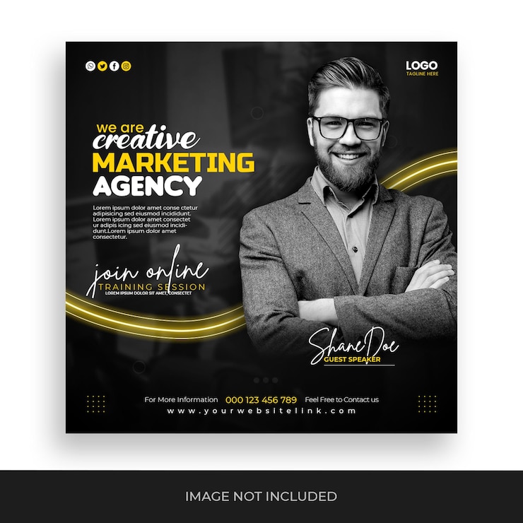 PSD seminário on-line ao vivo de marketing digital e modelo de postagem em mídia social corporativa