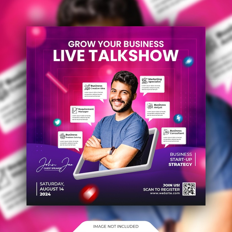 PSD seminario web live talkshow y plantilla de redes sociales corporativas y publicación de instagram