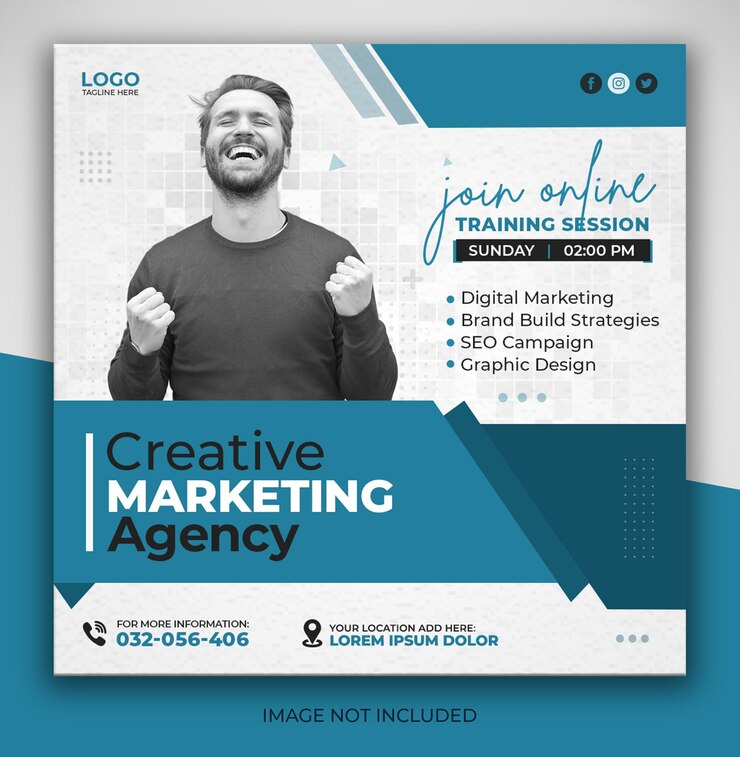Seminario web en vivo de marketing creativo digital y plantilla de diseño de volante de publicación de redes sociales corporativas
